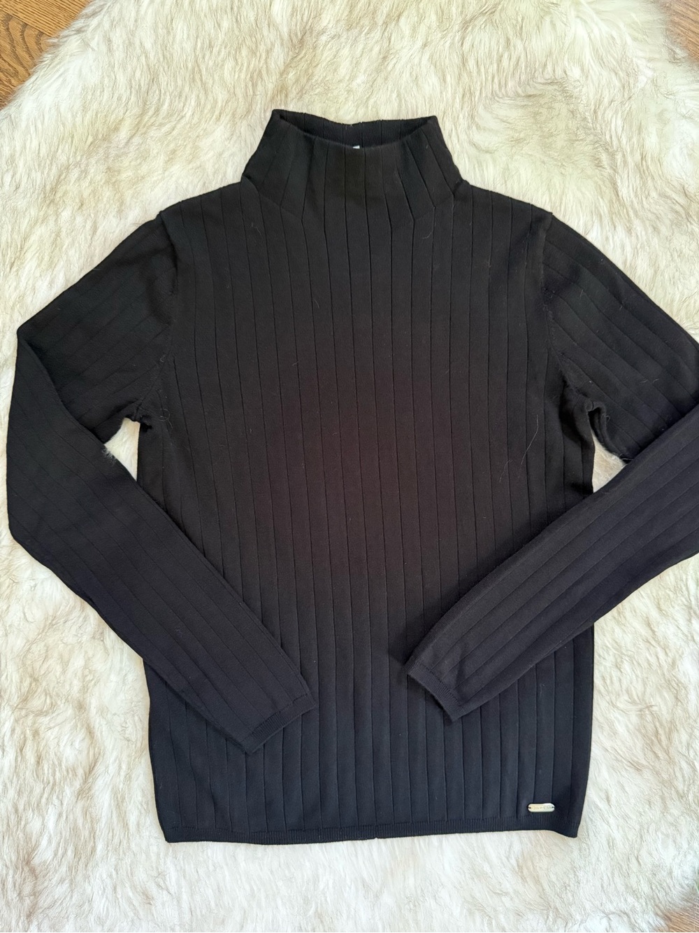 Calvin Klein Black Ribbed Turtleneck Sweater